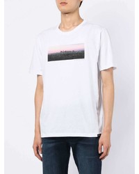 weißes bedrucktes T-Shirt mit einem Rundhalsausschnitt von 7 For All Mankind