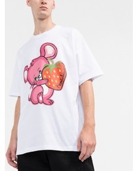 weißes bedrucktes T-Shirt mit einem Rundhalsausschnitt von Moschino