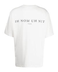 weißes bedrucktes T-Shirt mit einem Rundhalsausschnitt von Ih Nom Uh Nit