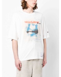 weißes bedrucktes T-Shirt mit einem Rundhalsausschnitt von Maison Mihara Yasuhiro