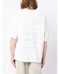 weißes bedrucktes T-Shirt mit einem Rundhalsausschnitt von Maison Mihara Yasuhiro