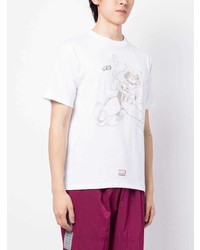 weißes bedrucktes T-Shirt mit einem Rundhalsausschnitt von A Bathing Ape