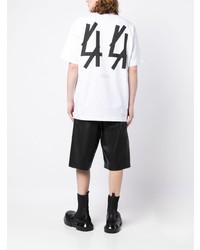 weißes bedrucktes T-Shirt mit einem Rundhalsausschnitt von 44 label group