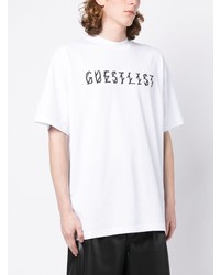 weißes bedrucktes T-Shirt mit einem Rundhalsausschnitt von 44 label group