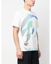 weißes bedrucktes T-Shirt mit einem Rundhalsausschnitt von Paul Smith