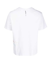 weißes bedrucktes T-Shirt mit einem Rundhalsausschnitt von Nick Fouquet