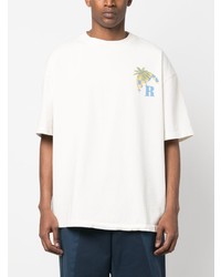 weißes bedrucktes T-Shirt mit einem Rundhalsausschnitt von Rhude