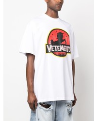 weißes bedrucktes T-Shirt mit einem Rundhalsausschnitt von Vetements