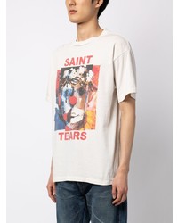 weißes bedrucktes T-Shirt mit einem Rundhalsausschnitt von SAINT MXXXXXX