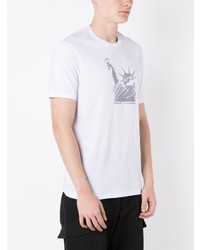 weißes bedrucktes T-Shirt mit einem Rundhalsausschnitt von Armani Exchange