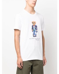 weißes bedrucktes T-Shirt mit einem Rundhalsausschnitt von Polo Ralph Lauren