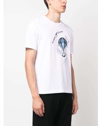 weißes bedrucktes T-Shirt mit einem Rundhalsausschnitt von Emporio Armani