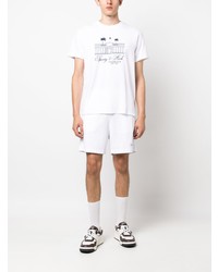 weißes bedrucktes T-Shirt mit einem Rundhalsausschnitt von Sporty & Rich