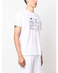 weißes bedrucktes T-Shirt mit einem Rundhalsausschnitt von Sporty & Rich