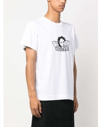 weißes bedrucktes T-Shirt mit einem Rundhalsausschnitt von Simone Rocha