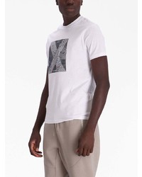 weißes bedrucktes T-Shirt mit einem Rundhalsausschnitt von Armani Exchange