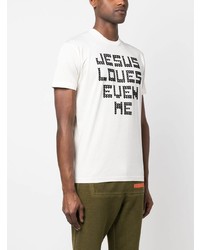 weißes bedrucktes T-Shirt mit einem Rundhalsausschnitt von DSQUARED2