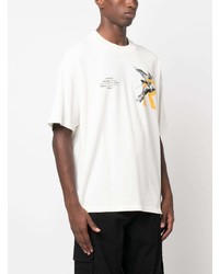 weißes bedrucktes T-Shirt mit einem Rundhalsausschnitt von Represent