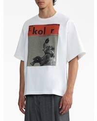 weißes bedrucktes T-Shirt mit einem Rundhalsausschnitt von Kolor