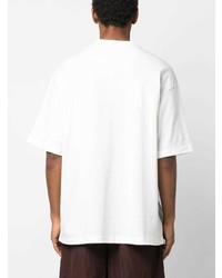 weißes bedrucktes T-Shirt mit einem Rundhalsausschnitt von Jil Sander