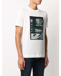 weißes bedrucktes T-Shirt mit einem Rundhalsausschnitt von Emporio Armani