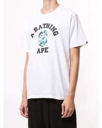 weißes bedrucktes T-Shirt mit einem Rundhalsausschnitt von A Bathing Ape