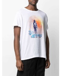 weißes bedrucktes T-Shirt mit einem Rundhalsausschnitt von Greg Lauren