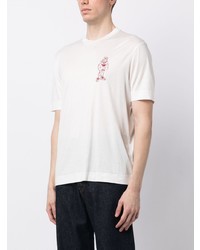 weißes bedrucktes T-Shirt mit einem Rundhalsausschnitt von Emporio Armani