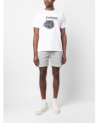 weißes bedrucktes T-Shirt mit einem Rundhalsausschnitt von FURSAC