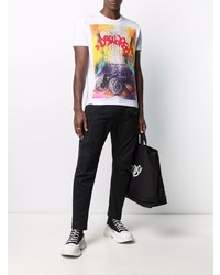 weißes bedrucktes T-Shirt mit einem Rundhalsausschnitt von DSQUARED2