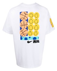 weißes bedrucktes T-Shirt mit einem Rundhalsausschnitt von Nike