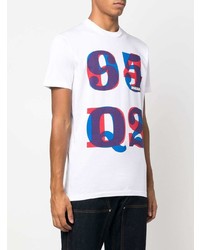 weißes bedrucktes T-Shirt mit einem Rundhalsausschnitt von DSQUARED2