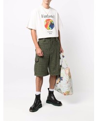 weißes bedrucktes T-Shirt mit einem Rundhalsausschnitt von MSGM