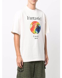 weißes bedrucktes T-Shirt mit einem Rundhalsausschnitt von MSGM