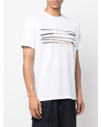 weißes bedrucktes T-Shirt mit einem Rundhalsausschnitt von Paul Smith