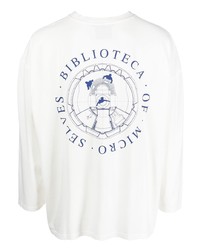 weißes bedrucktes T-Shirt mit einem Rundhalsausschnitt von Henrik Vibskov