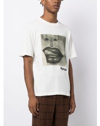 weißes bedrucktes T-Shirt mit einem Rundhalsausschnitt von Fiorucci