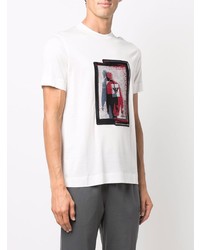 weißes bedrucktes T-Shirt mit einem Rundhalsausschnitt von Emporio Armani