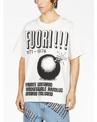 weißes bedrucktes T-Shirt mit einem Rundhalsausschnitt von Gucci