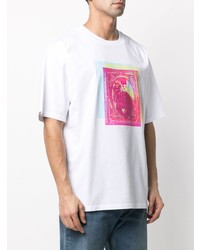 weißes bedrucktes T-Shirt mit einem Rundhalsausschnitt von Maison Margiela