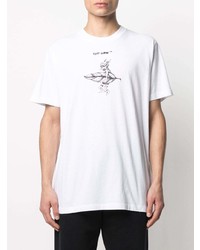 weißes bedrucktes T-Shirt mit einem Rundhalsausschnitt von Off-White