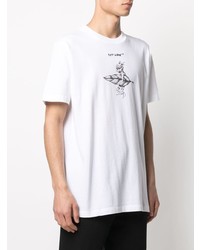 weißes bedrucktes T-Shirt mit einem Rundhalsausschnitt von Off-White