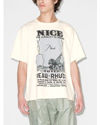 weißes bedrucktes T-Shirt mit einem Rundhalsausschnitt von Rhude