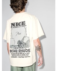 weißes bedrucktes T-Shirt mit einem Rundhalsausschnitt von Rhude