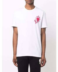 weißes bedrucktes T-Shirt mit einem Rundhalsausschnitt von Alexander McQueen