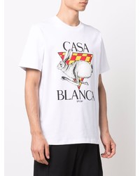 weißes bedrucktes T-Shirt mit einem Rundhalsausschnitt von Casablanca