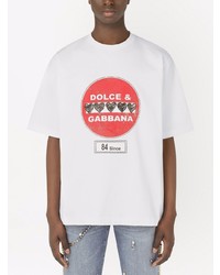 weißes bedrucktes T-Shirt mit einem Rundhalsausschnitt von Dolce & Gabbana