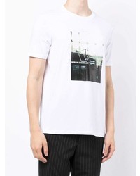 weißes bedrucktes T-Shirt mit einem Rundhalsausschnitt von Armani Exchange