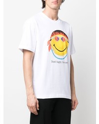 weißes bedrucktes T-Shirt mit einem Rundhalsausschnitt von MARKET