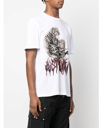 weißes bedrucktes T-Shirt mit einem Rundhalsausschnitt von Just Cavalli